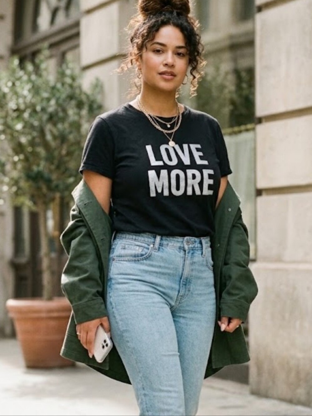 Cinq à Sept Tous Les Jours Black Love More Graphic Tee T-Shirt Silver Size XS